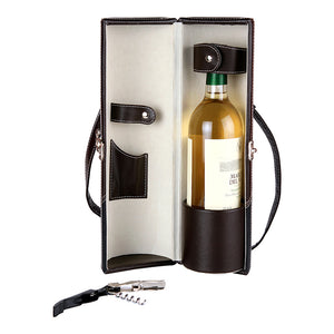 Set de vino en color café con negro con porta botella--NVHM017