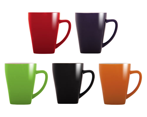 Taza con base cuadrada exterior a color, interior en blanco. CAP. 11 OZ---DBA2635